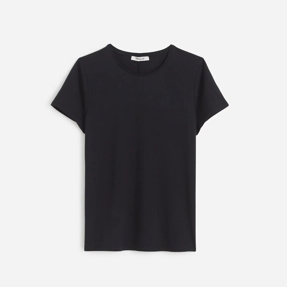 Madewell Essential Slim Tee in Lightweight Cotton in Jet Black, Size Large - Picture 6 of 10